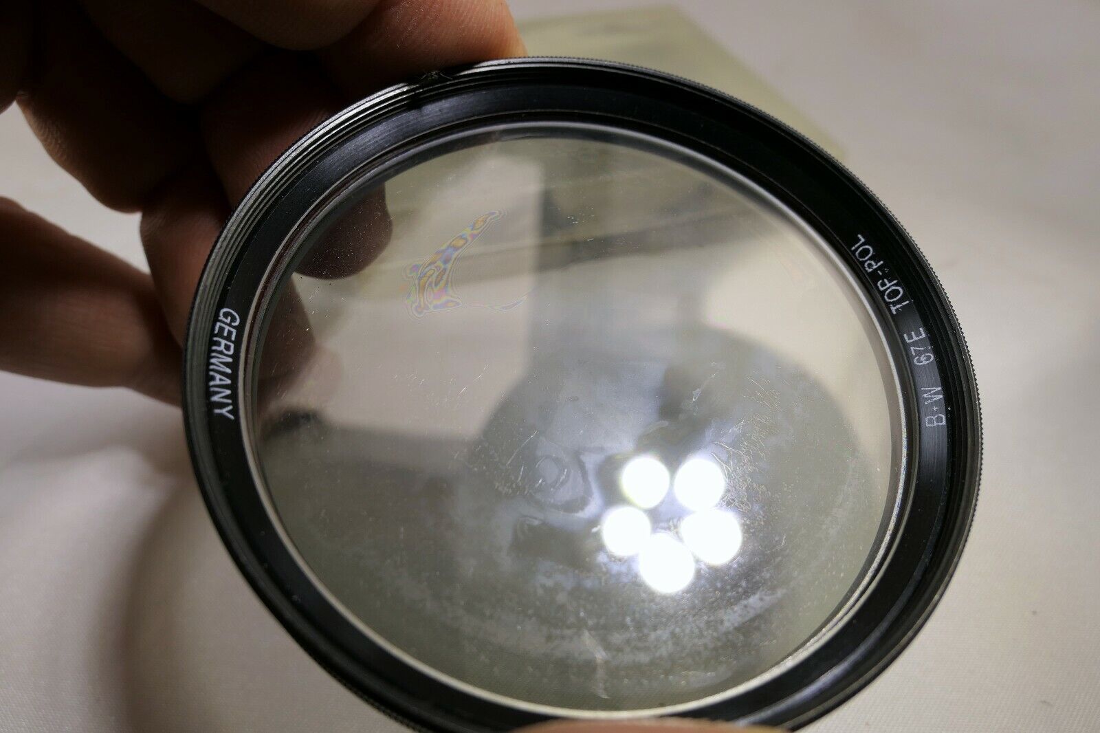 B+W 67mm Polarizer PL TOP POL Germany - damaged coating separation - genuine