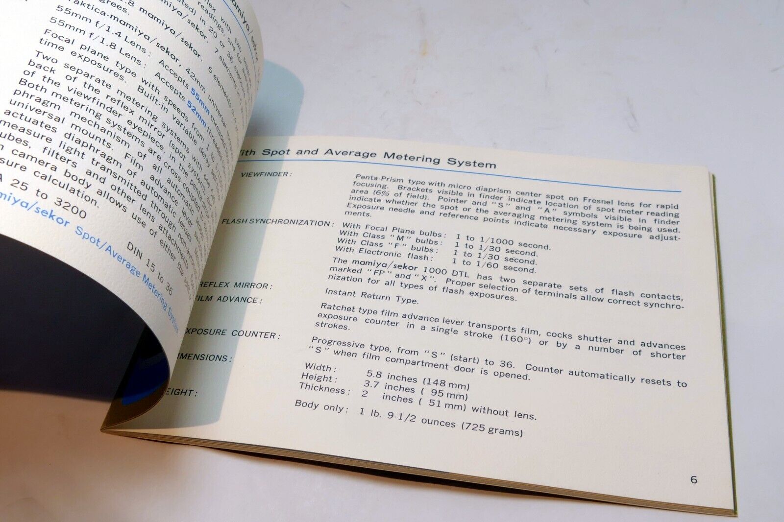 Mamiya Sekor  1000 DTL Film camera manual  Instruction Guide E English