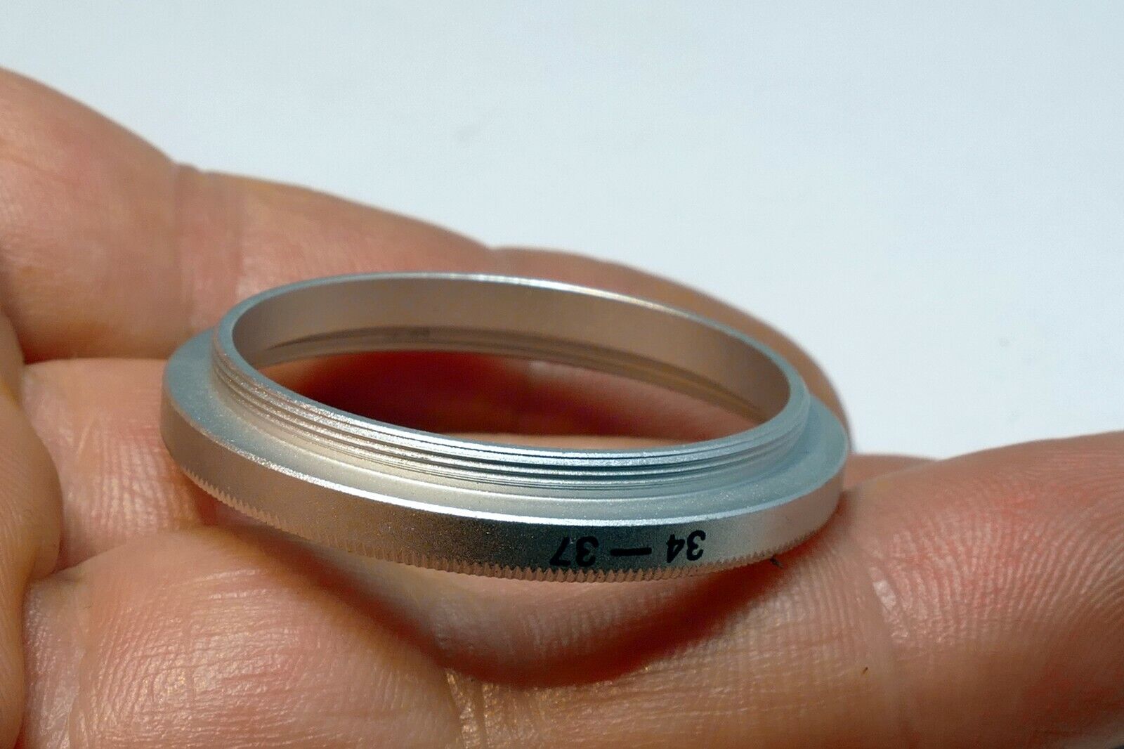 34mm to 37mm Step Up lens ring adapter  screw in threaded (chrome)