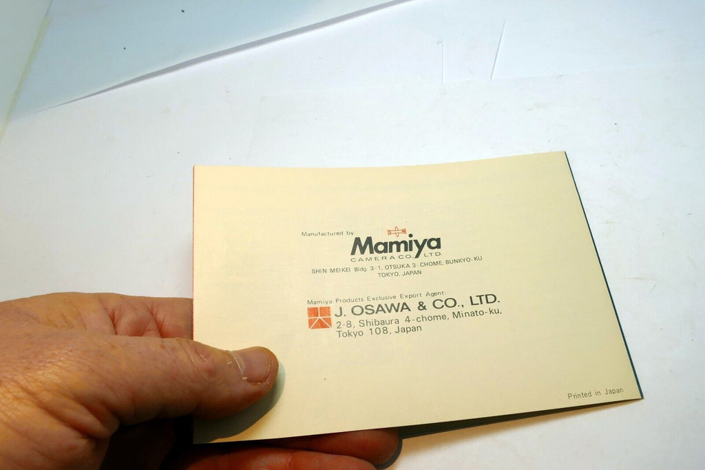 Mamiya Sekor Service Facilities guide vintage 1980's