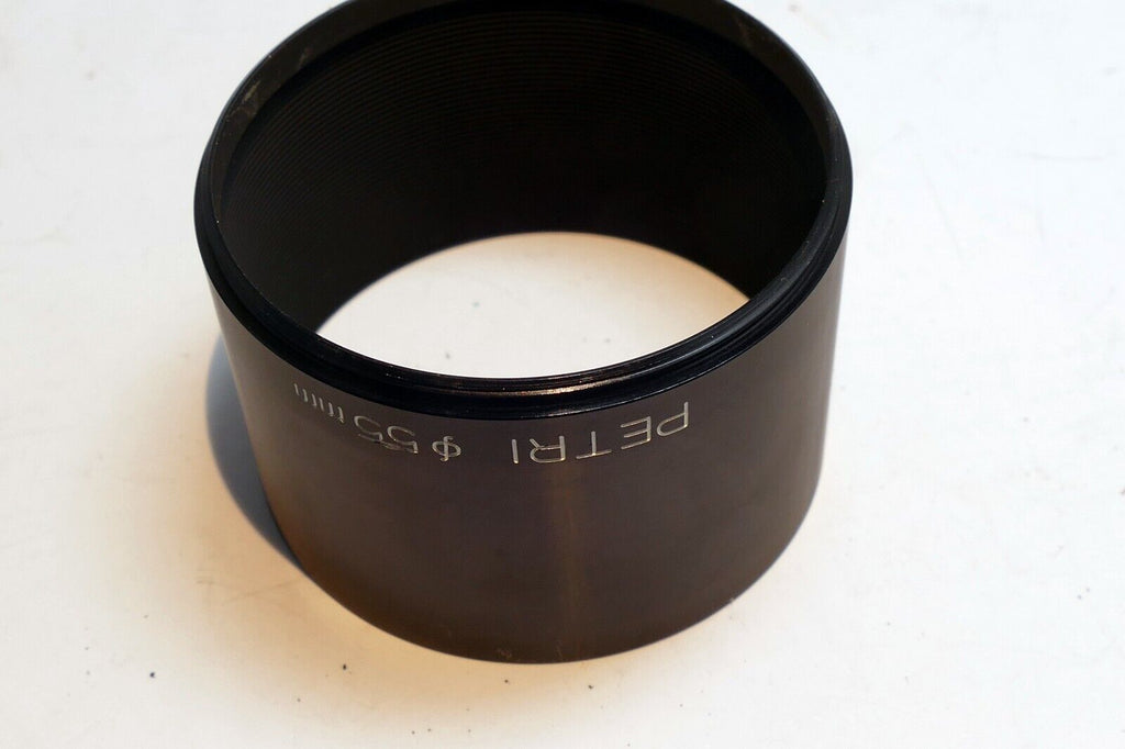 PETRI 55mm threaded Lens Hood Shade screw in metal telephoto