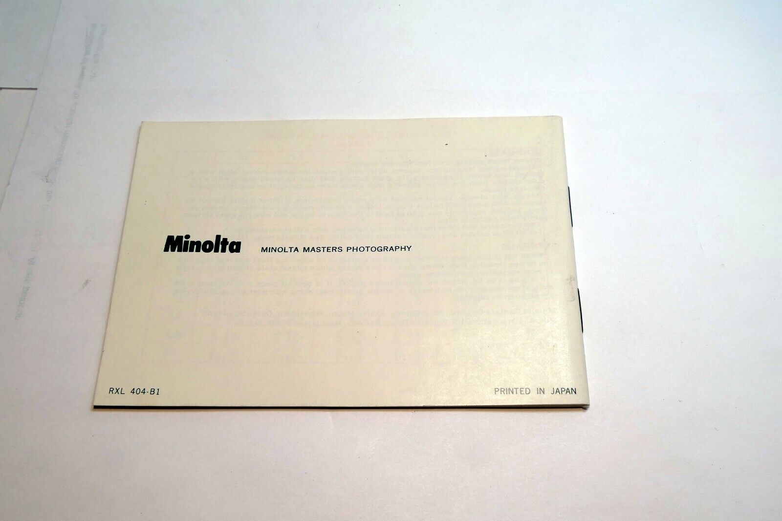 Minolta MC Rokkor -X lens Depth Of-Field Chart  Specification Guide