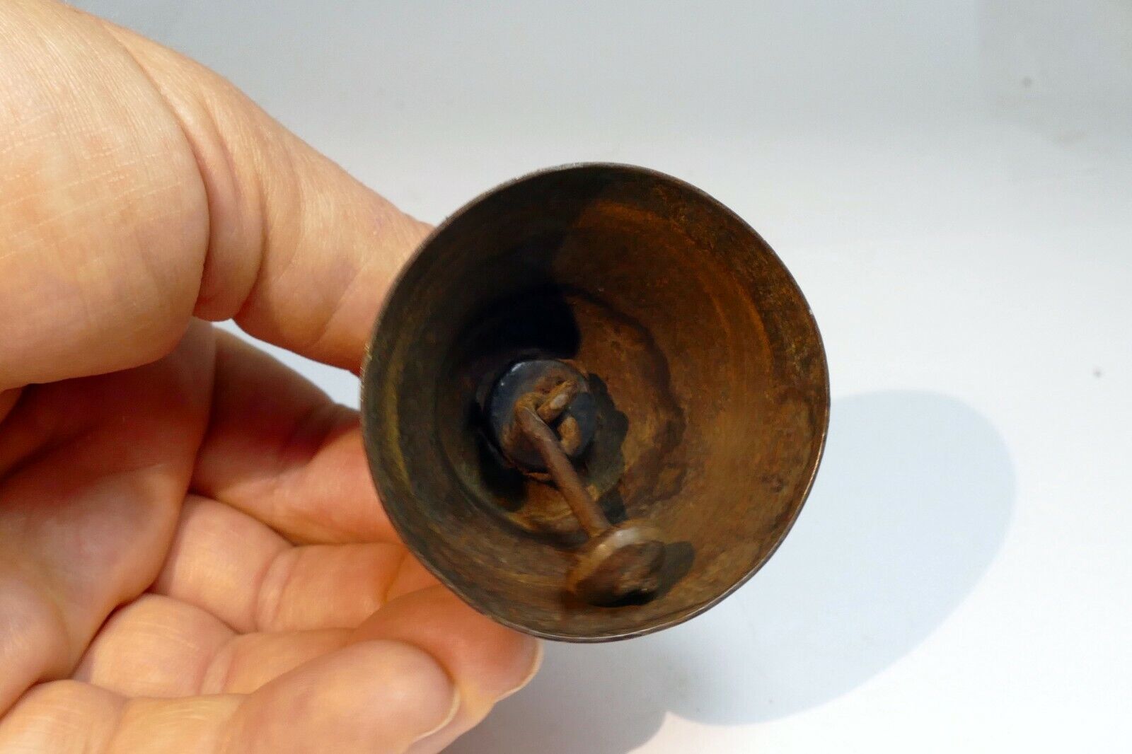 1.5" Solid Brass metal School Diner Bell with wooden handle vintage