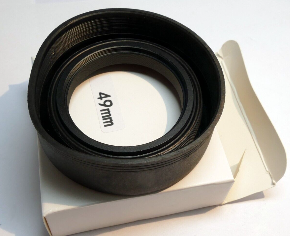49mm rubber lens hood shade 3-way telephoto and wide angle 28mm 50mm 85mm