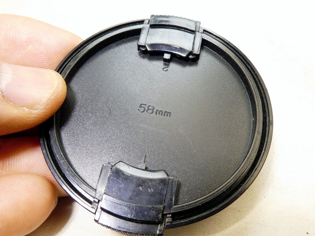 58mm Lens Front Cap Black Plastic snap on type made Hong Kong