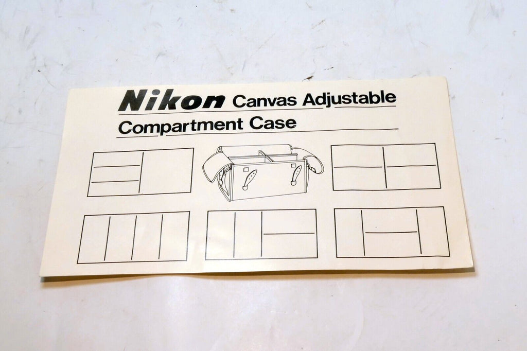 guide owner's manual for Nikon Canvas Adjustable Compartment Case