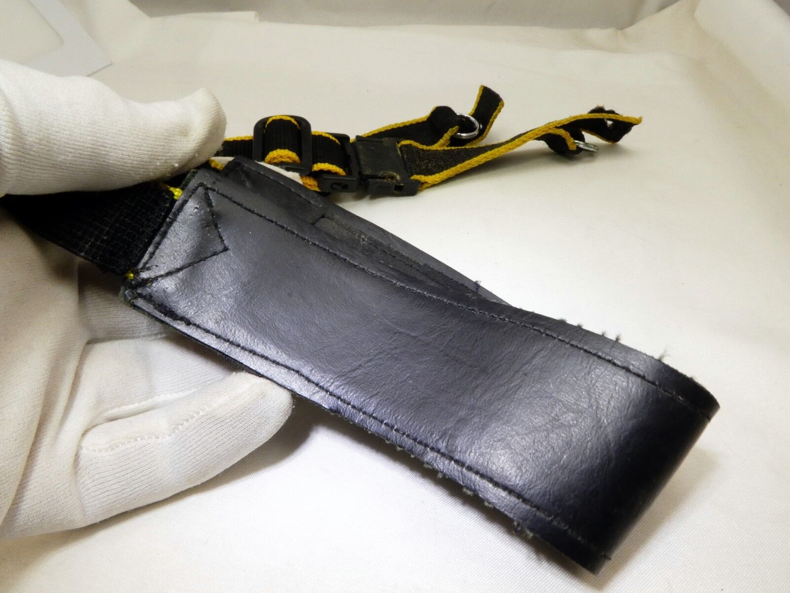 Camera Strap Yellow Black Leather 1.5"  Wide FE FE2 FM2n quick release 