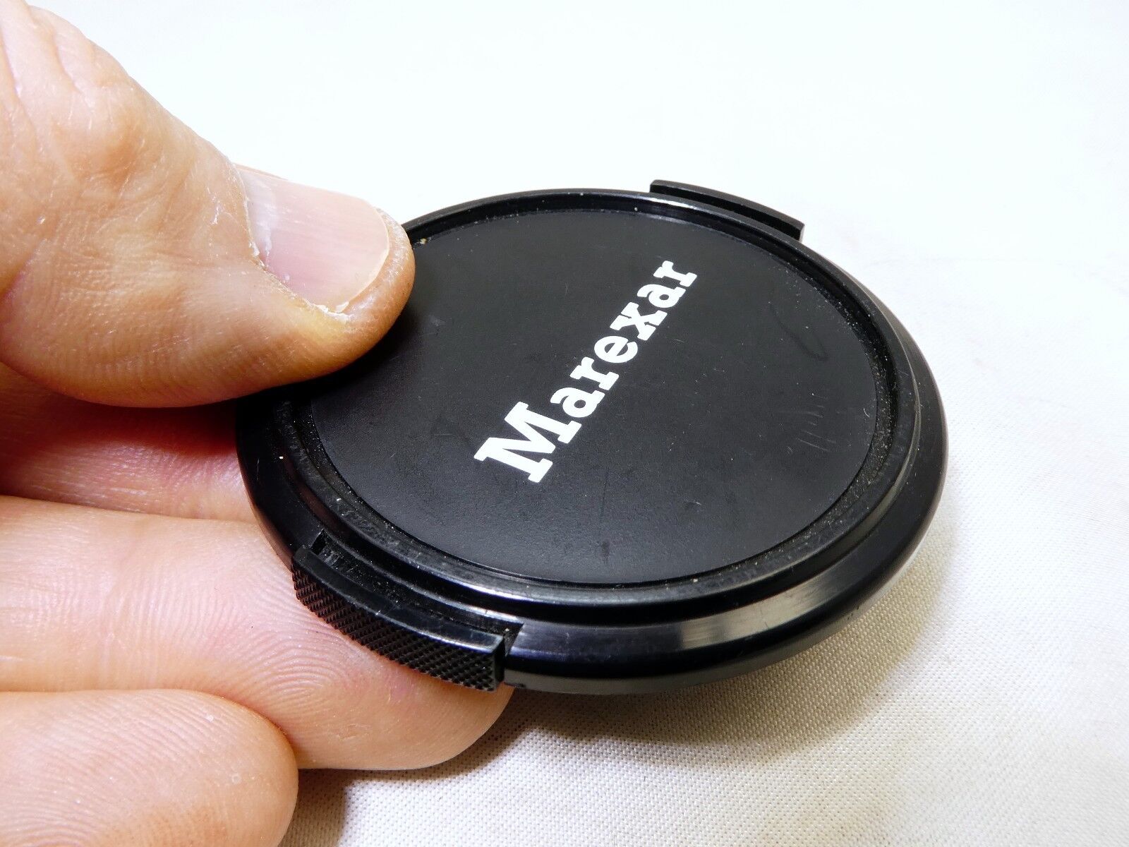 Marexar 52mm  Lens Front Cap snap on type vintage plastic black
