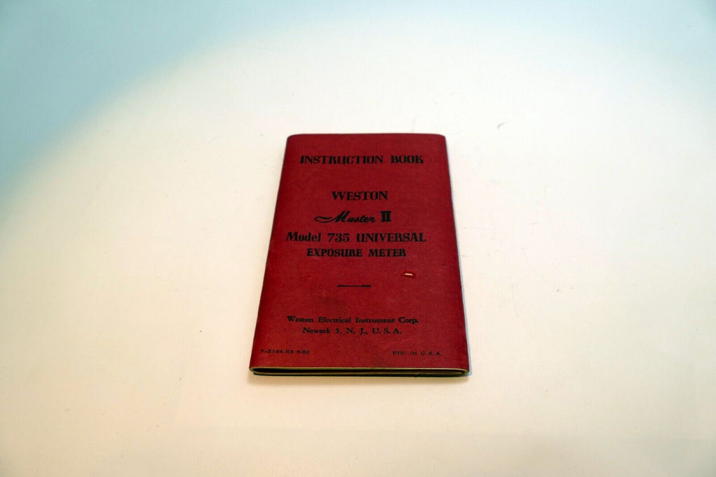Weston Master II 735 Light meter Manual Instruction Guide exposure