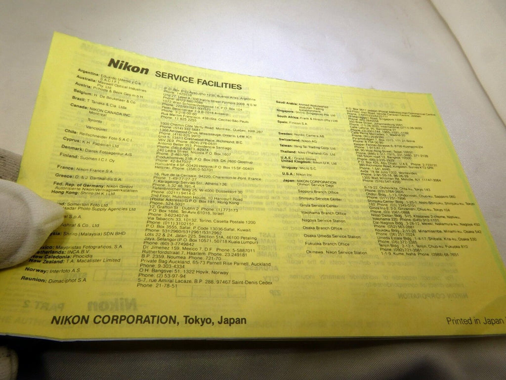 Nikon vintage warranty card (expired) for N6000  camera  EN
