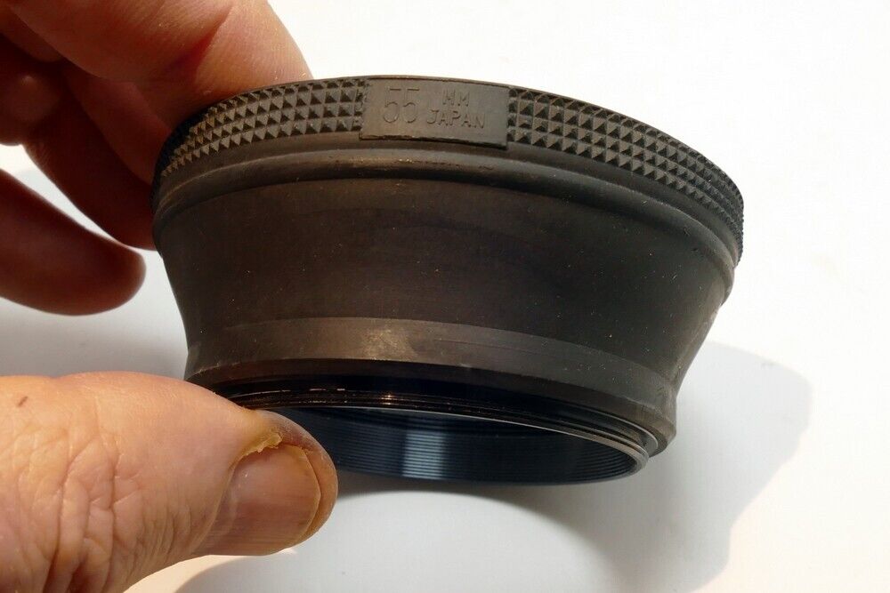 55mm Rubber Lens Hood Shade vintage double threaded for 50mm f1 f1.7 made Japan