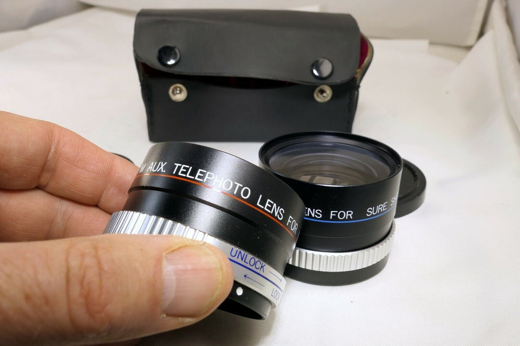 PM Telephoto & Wide angle Lens for Sure Shot 2 camera Canon  AUX point and shoot