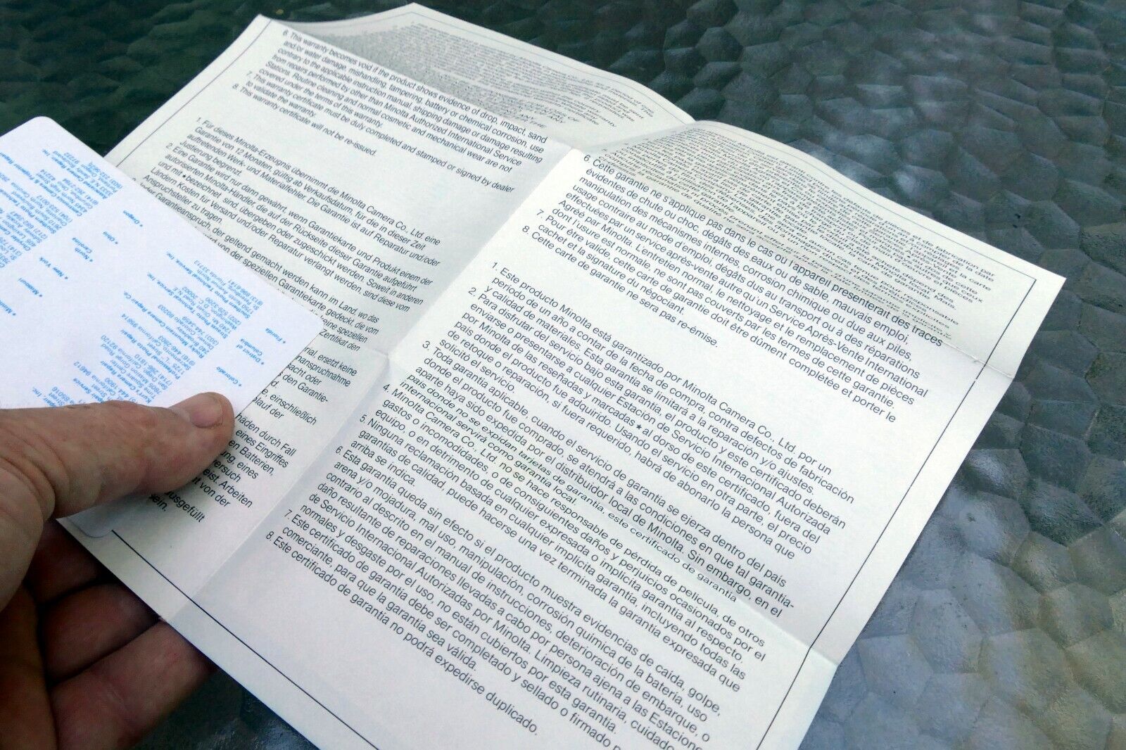 Minolta MD 50mm f2 Lens warranty information booklet  1970's