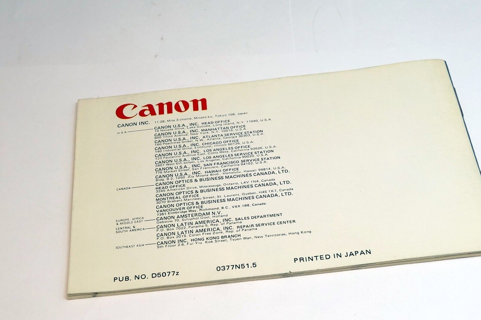Canon  FD Product Guide camera accessory  sales brochure  EN 1977  advertisement
