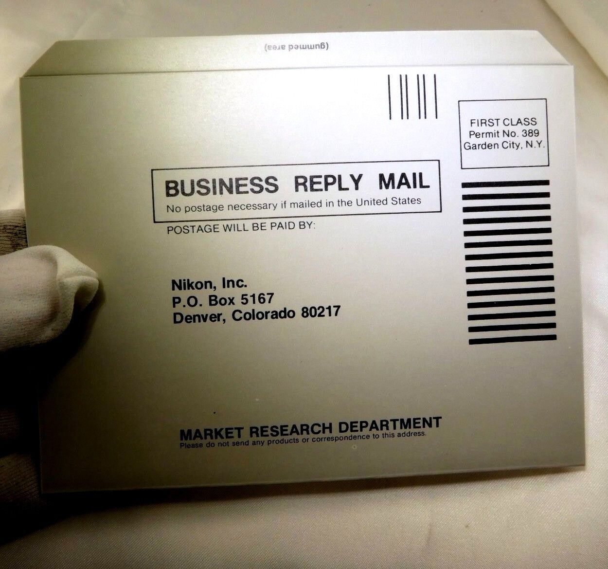 Nikon Inc. CR Department  Questionnaire Card unused vintage business reply mail