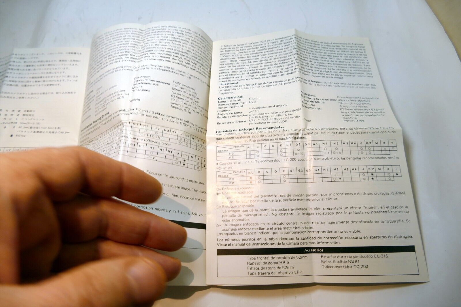 Nikon E series 100mm f2.8 Ai-s LENS Instruction Guide Manual 1982