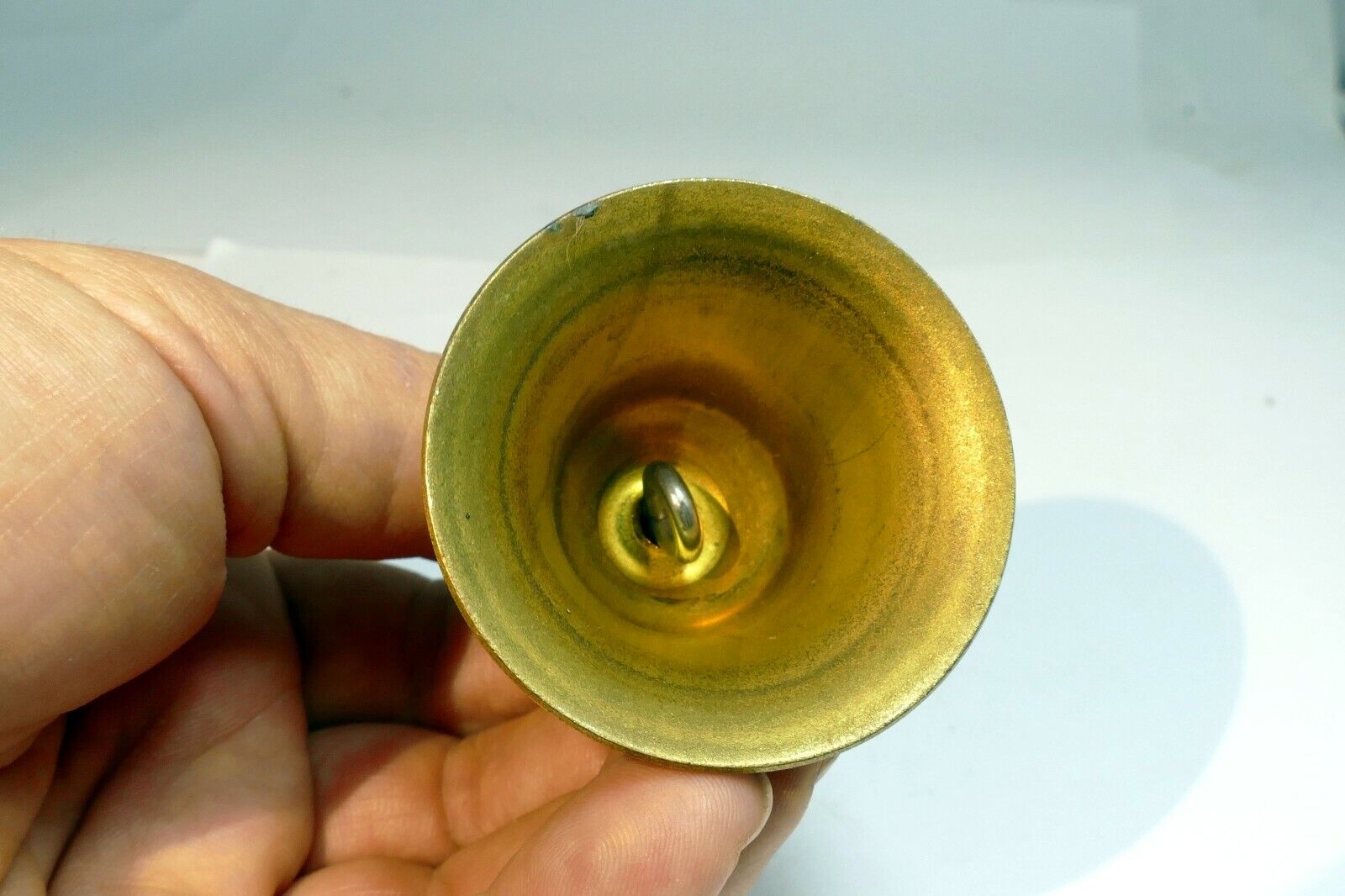 1.5" Solid Brass metal School Diner Bell with wooden handle missing clapper