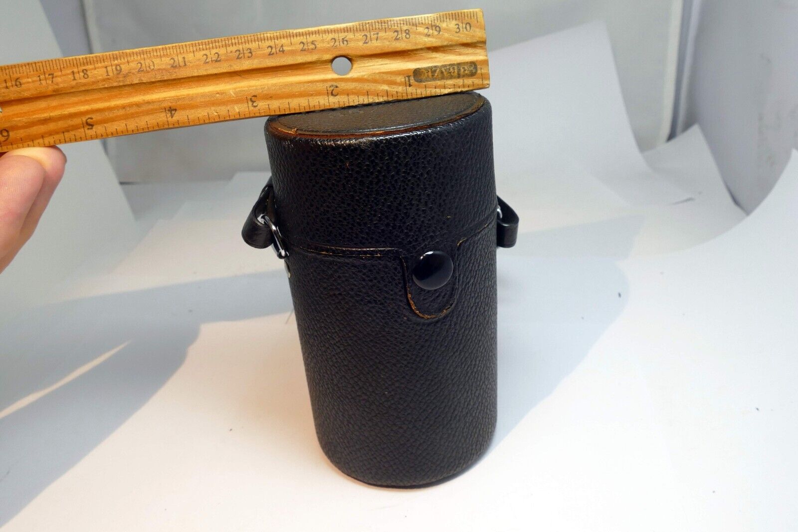 Pentax Takumar hard Lens Case 135mm f3.5 SMC  Super M42 - green liner  w/ strap