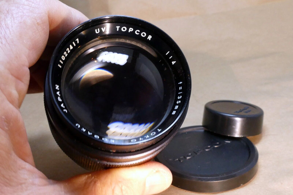 Topcon 135mm f4.0 Lens prime UV Topcor Unirex - with light haze inside, mint
