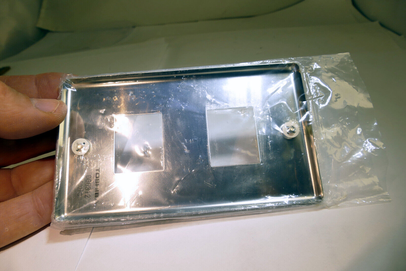 Toshiba  1 gang Stainless Steel Wall Plate  for Double Coax data