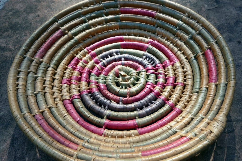 10.5" Basket Bowl Handwoven Natural Sea Grass Woven South west USA - vintage