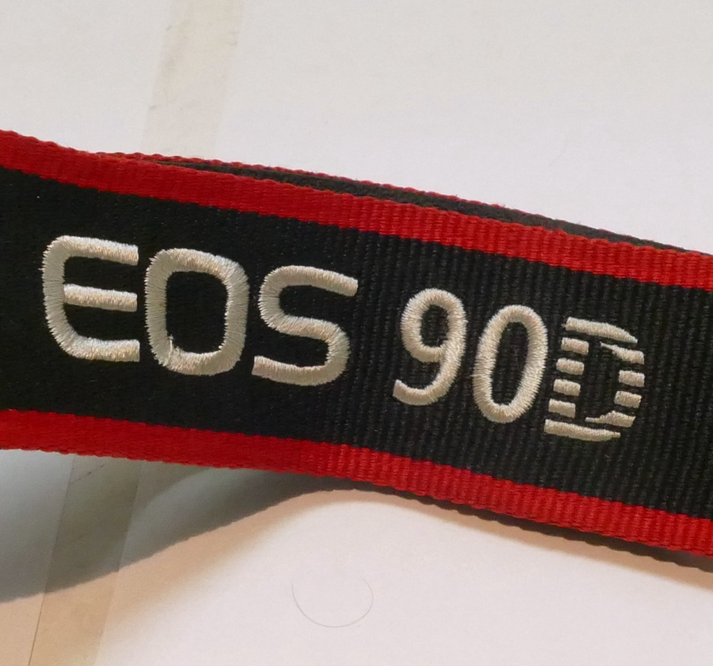 Canon EOS 90D Camera Neck Shoulder Strap Canvas Black/Red - Genuine OEM