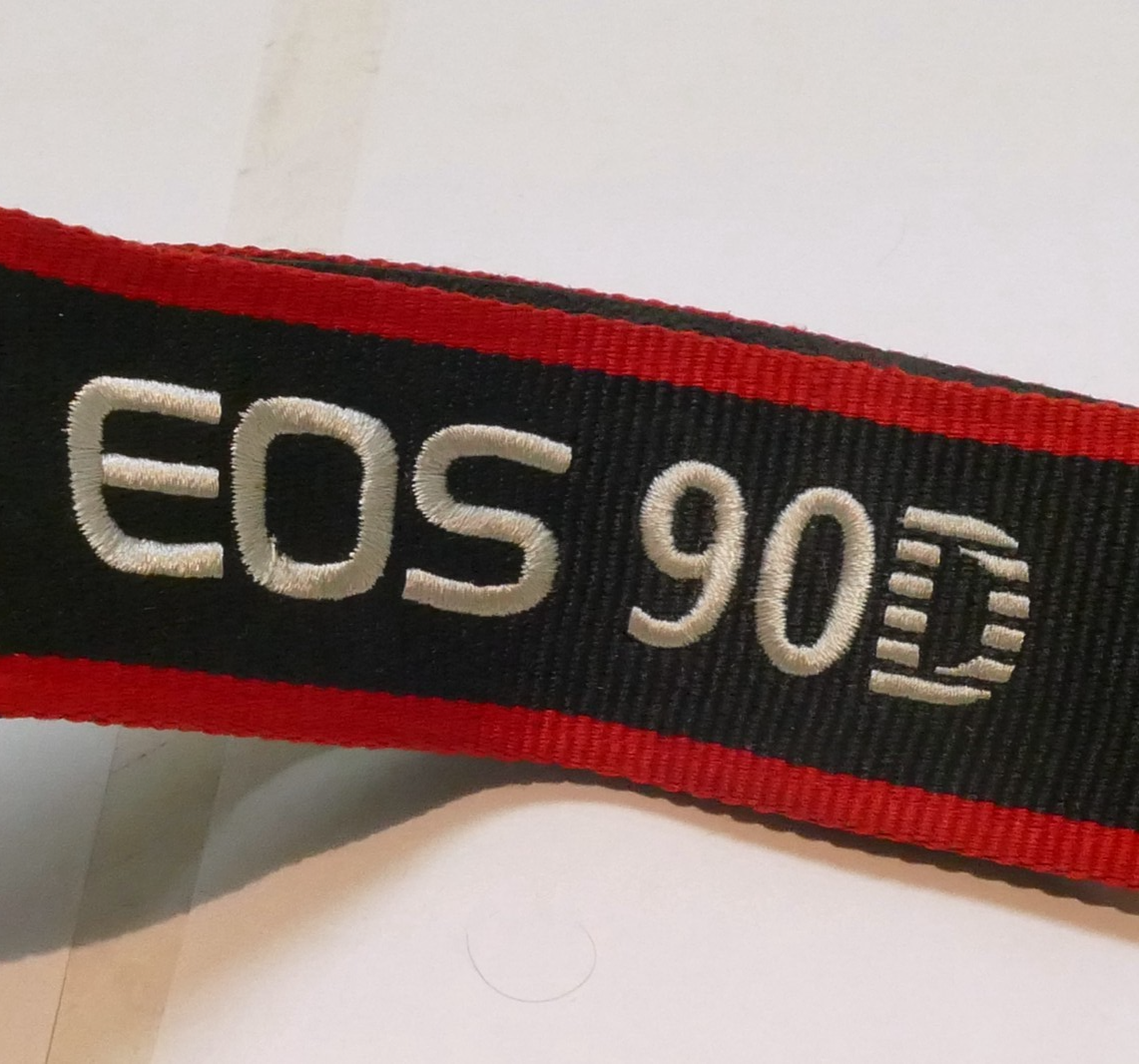 Canon EOS 90D Camera Neck Shoulder Strap Canvas Black/Red - Genuine OEM