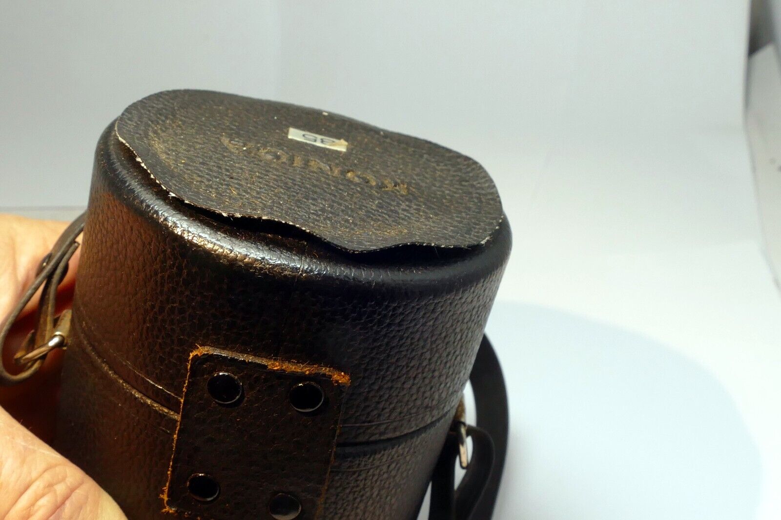 Konica Hexanon  85mm f1.8  AR empty  Hard case for lens genuine OEM vintage