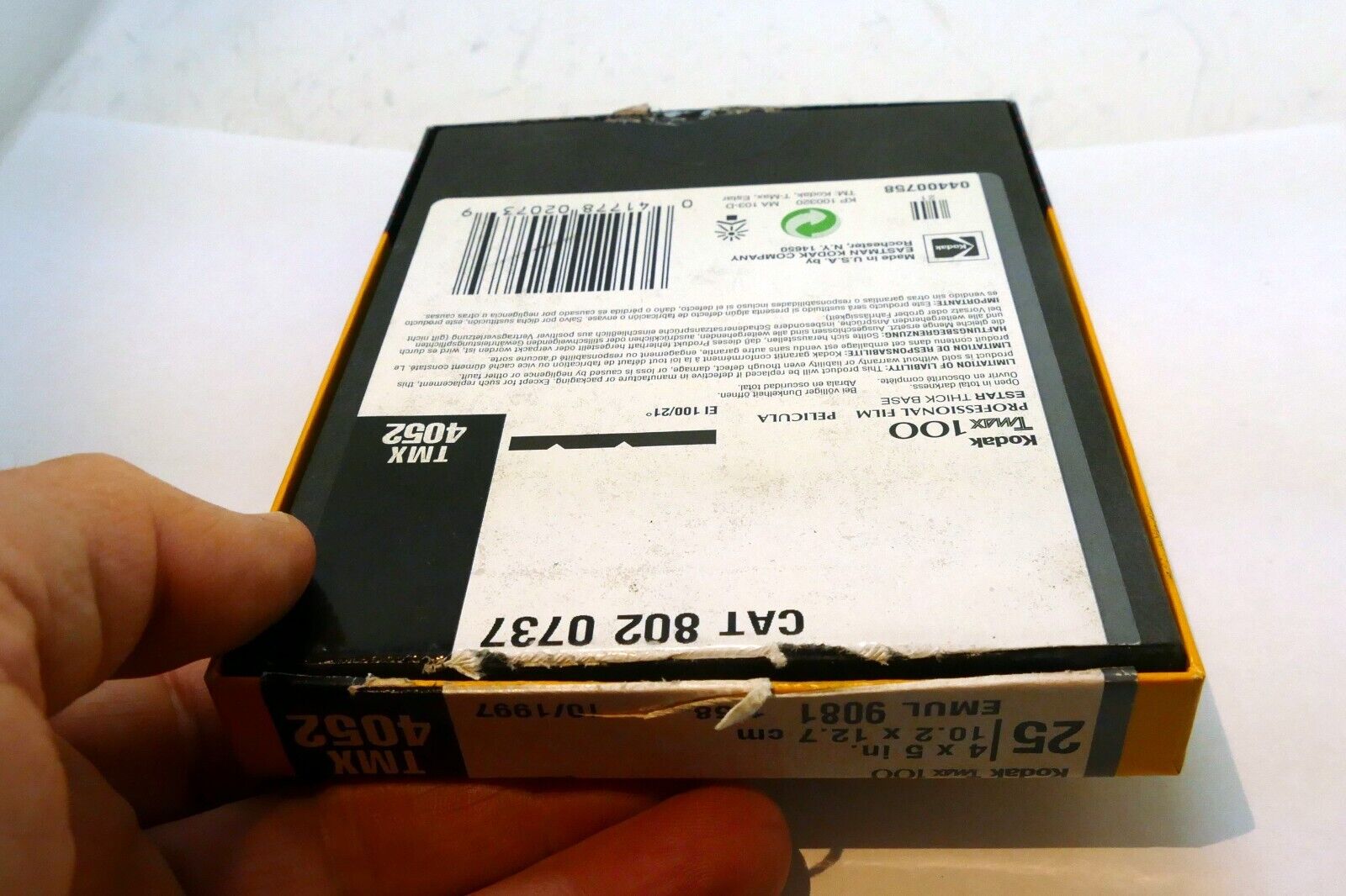 Kodak 100 Tmax 4x5 film, 25 sheets,  exp 1997 - might be exposed / damaged