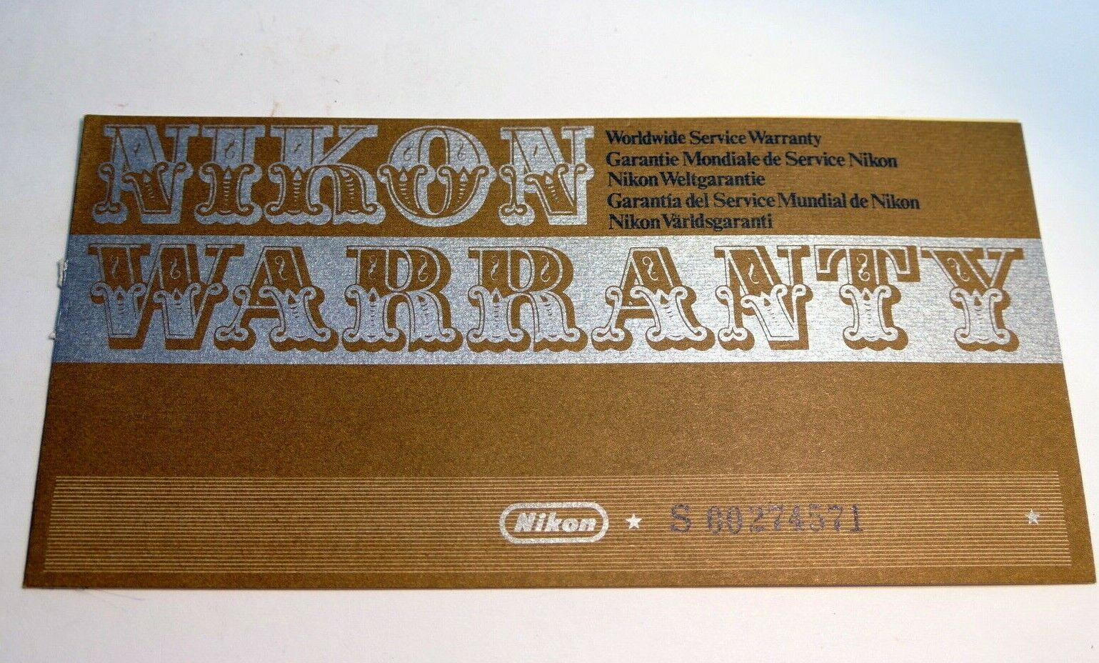Nikon warranty card 1974 model Nikomat FTN  auto 50mm f2  vintage
