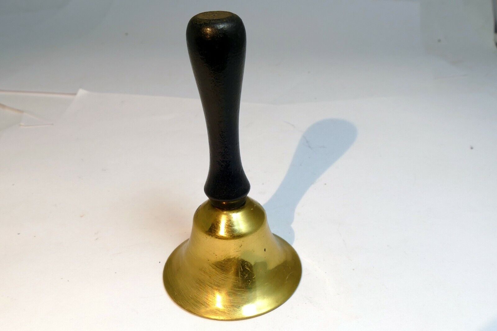 1.5" Solid Brass metal School Diner Bell with wooden handle missing clapper