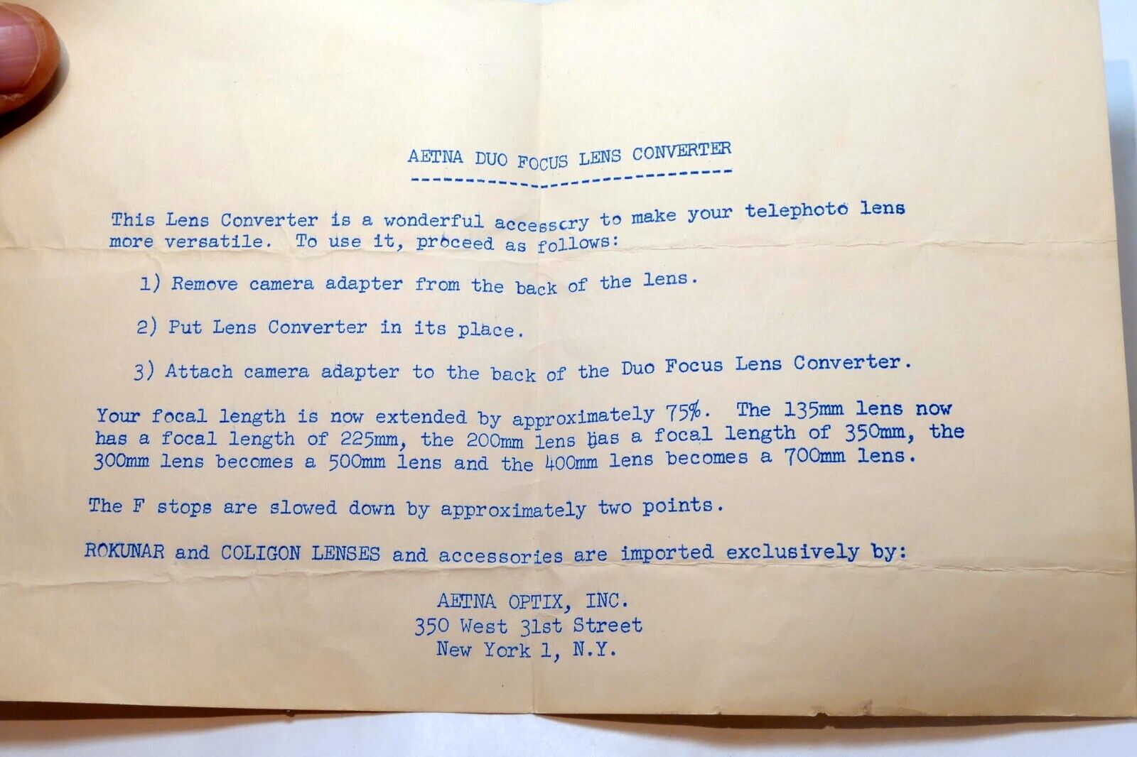 Aetna Duo Focus Lens converter 2X guide