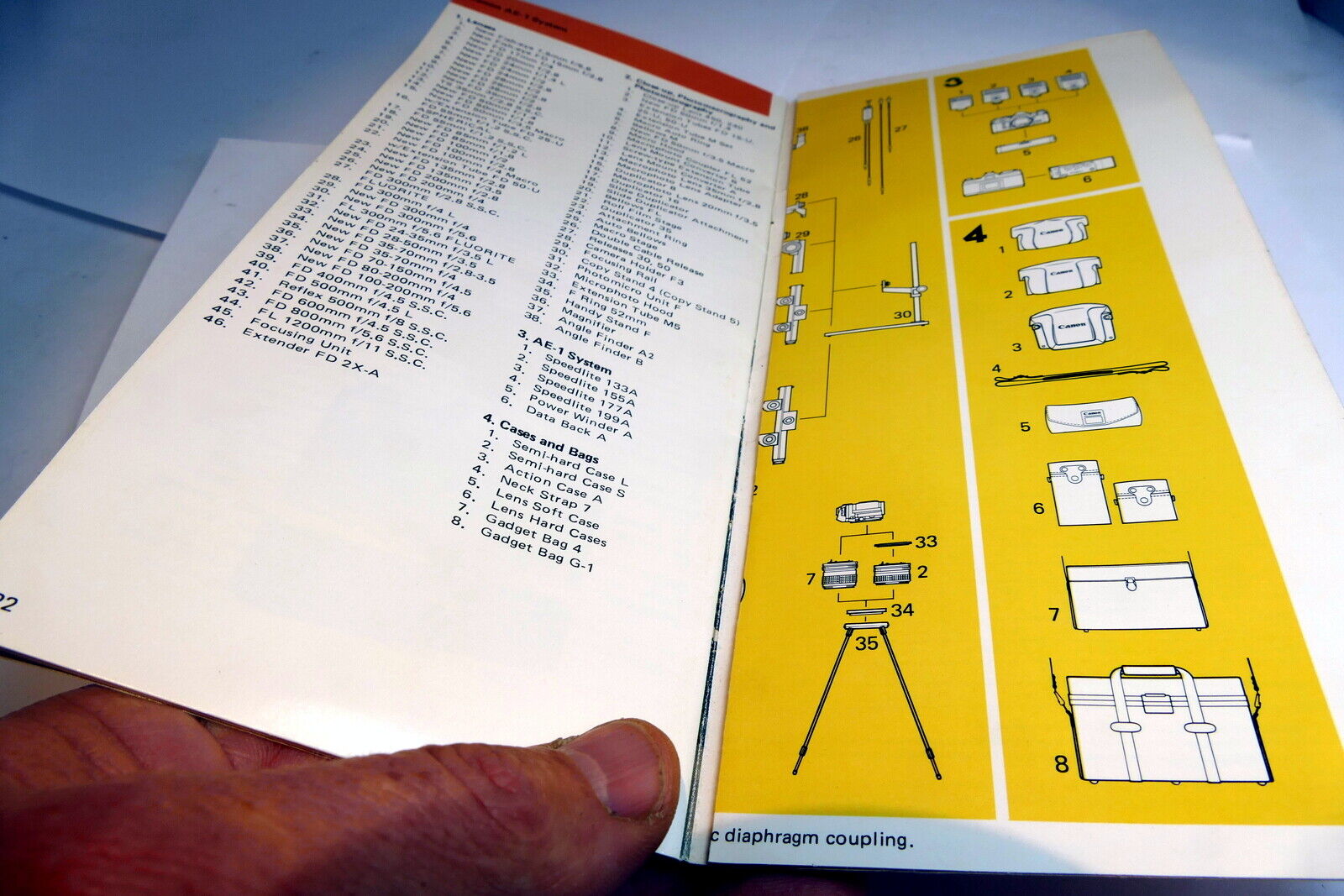 "Canon AE-1 NEW GENERATION" camera Brochure Accessory Chart Guide English E