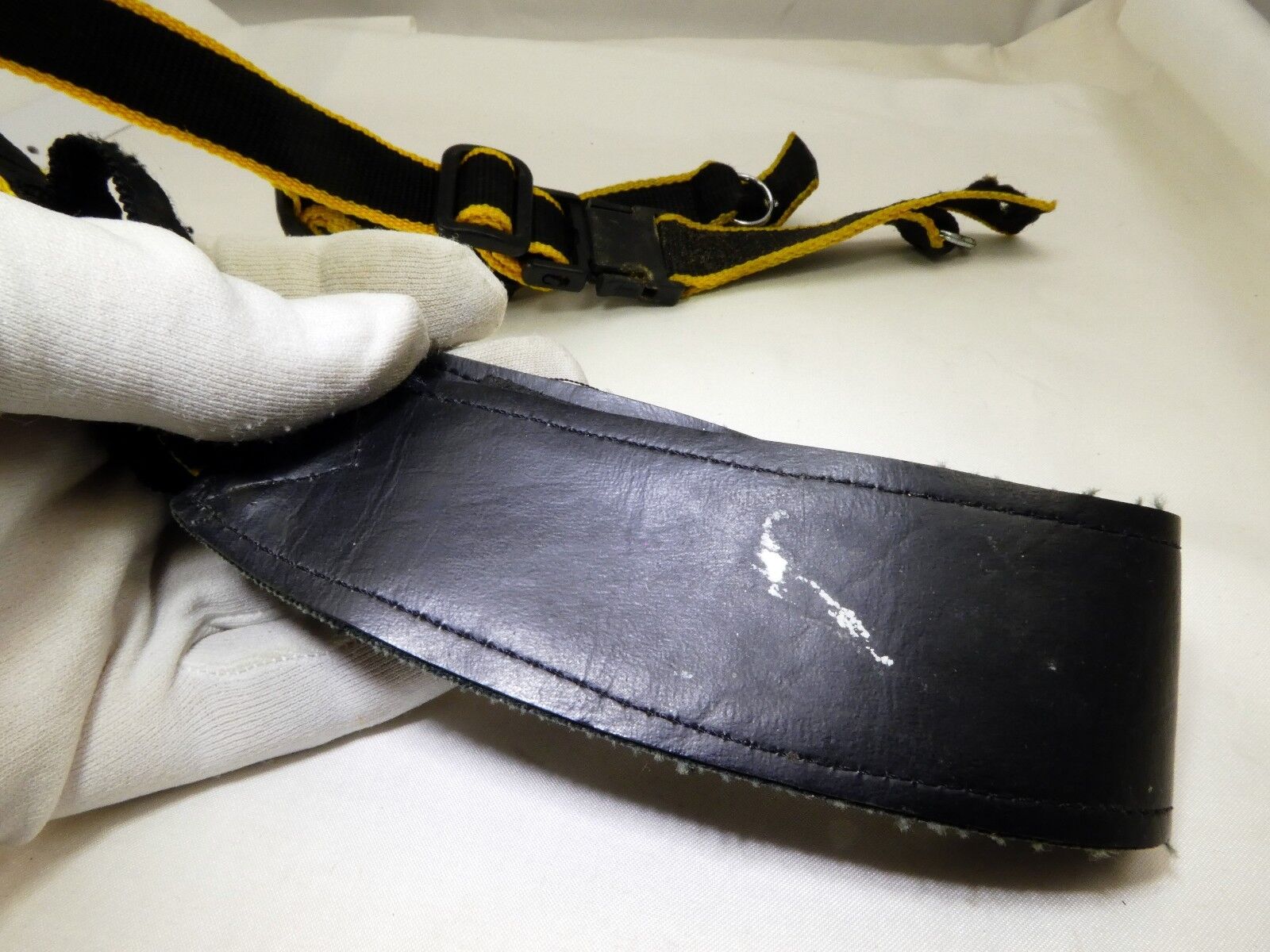 Camera Strap Yellow Black Leather 1.5"  Wide FE FE2 FM2n quick release