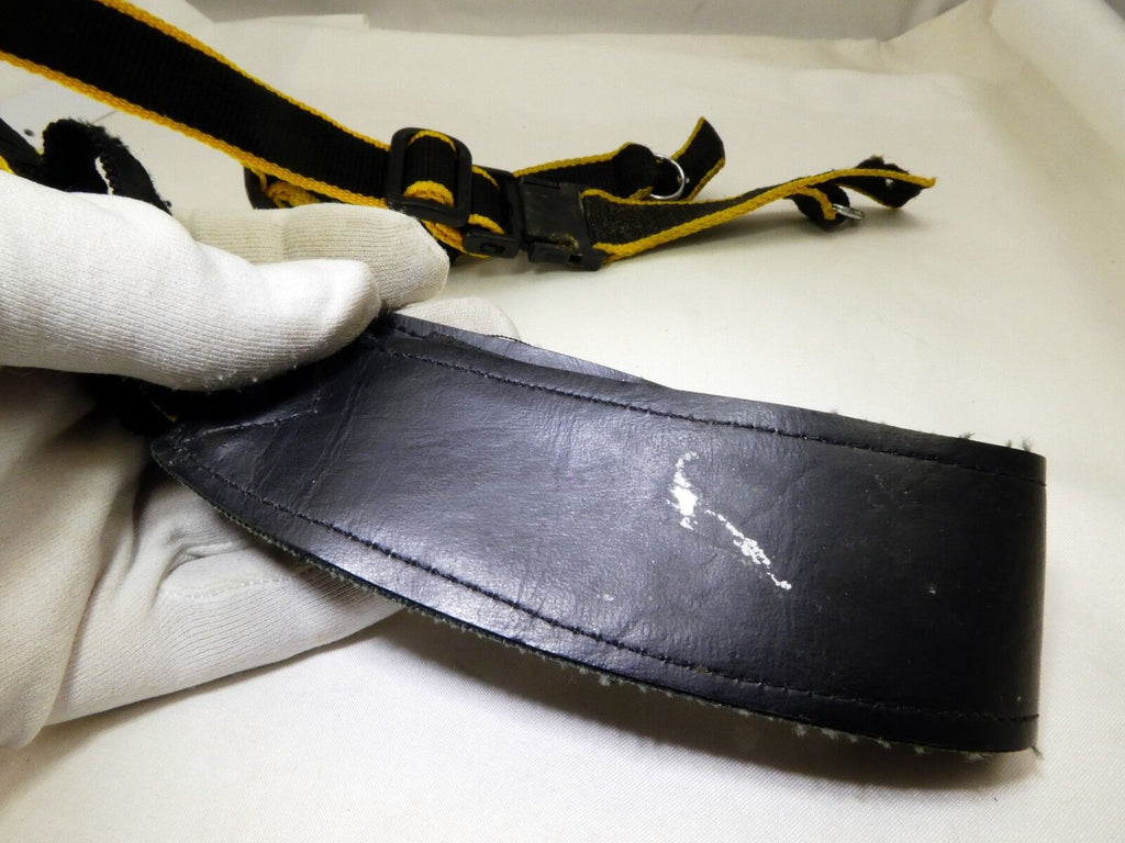 Camera Strap Yellow Black Leather 1.5"  Wide FE FE2 FM2n quick release 
