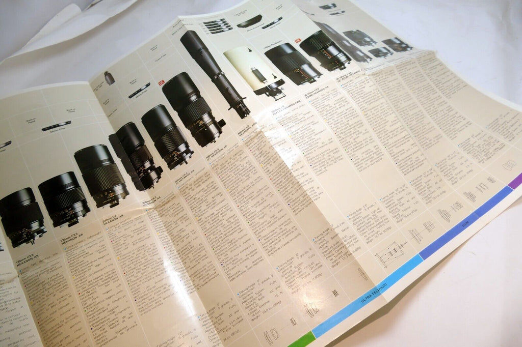 Konica AR Hexanon Lens Brochure  Accessory guide List specifications table