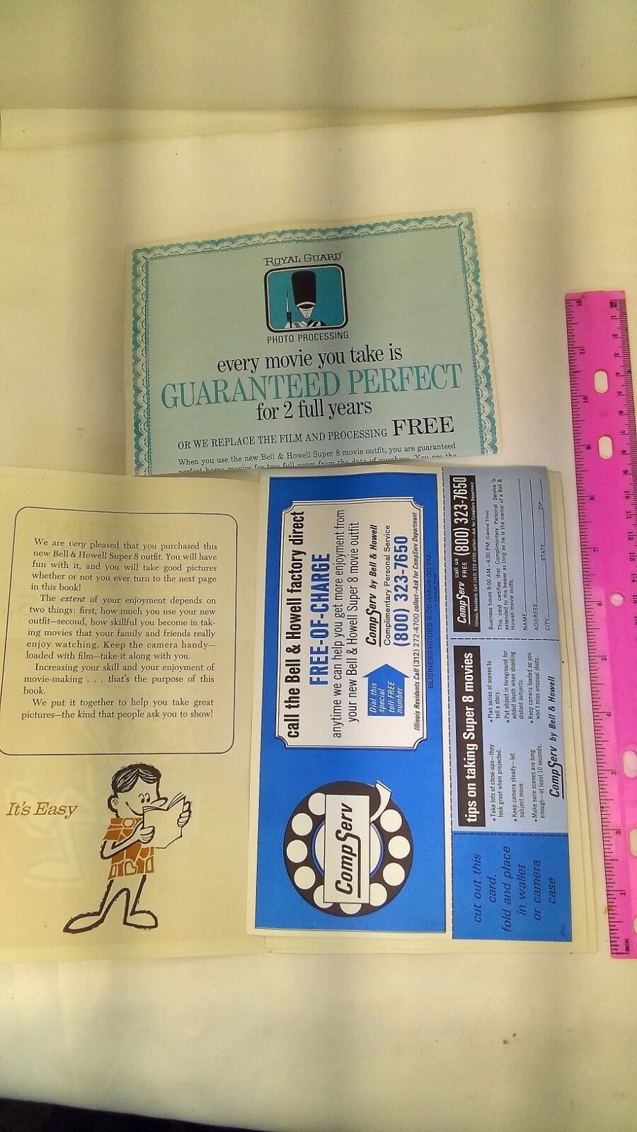 Bell & Howell Super 8 Camera Guide Book English composition background angles