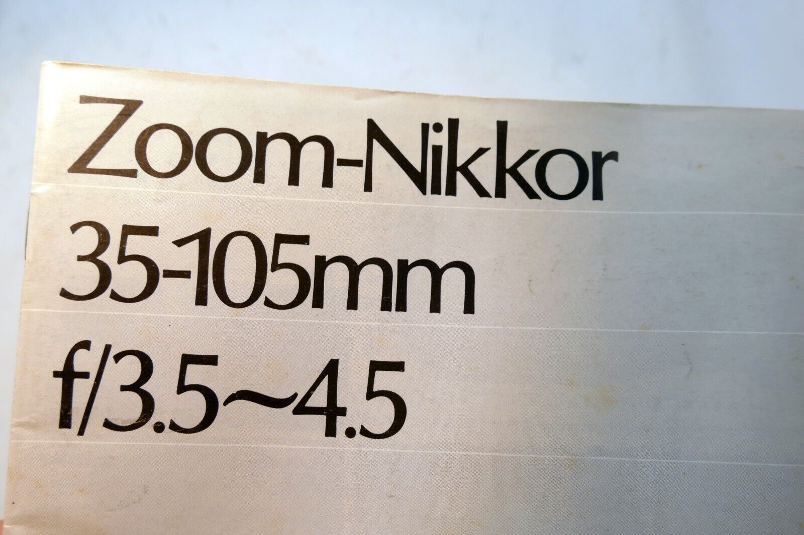 Nikon Zoom Nikkor 35-105mm f3.5-4.5 Ai-s LENS Instruction Guide Manual 1985