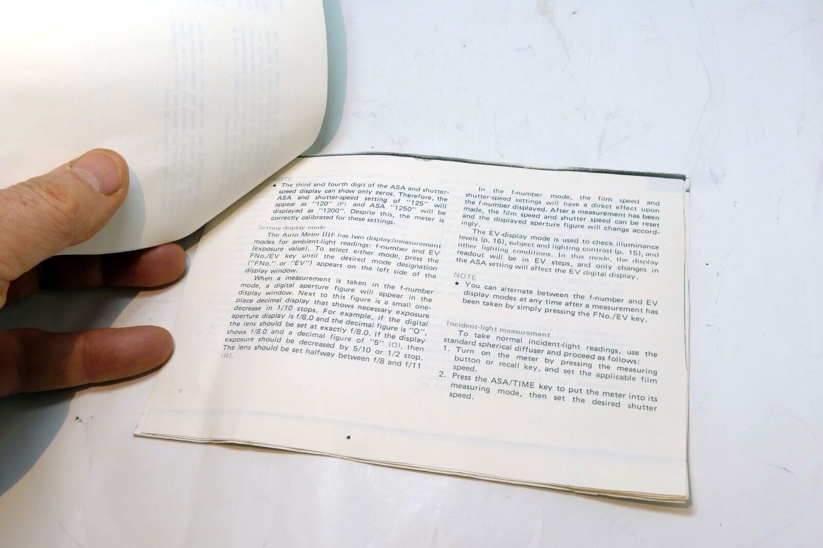Light Meter IIIF guide  printed   might be incomplete - as found