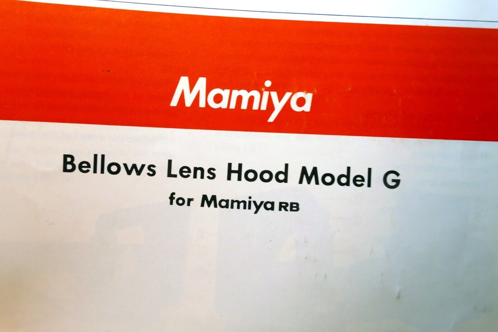 Mamiya RB67 6X7 Bellows Lens Hood Model G OWNER'S MANUAL GUIDE Instructions