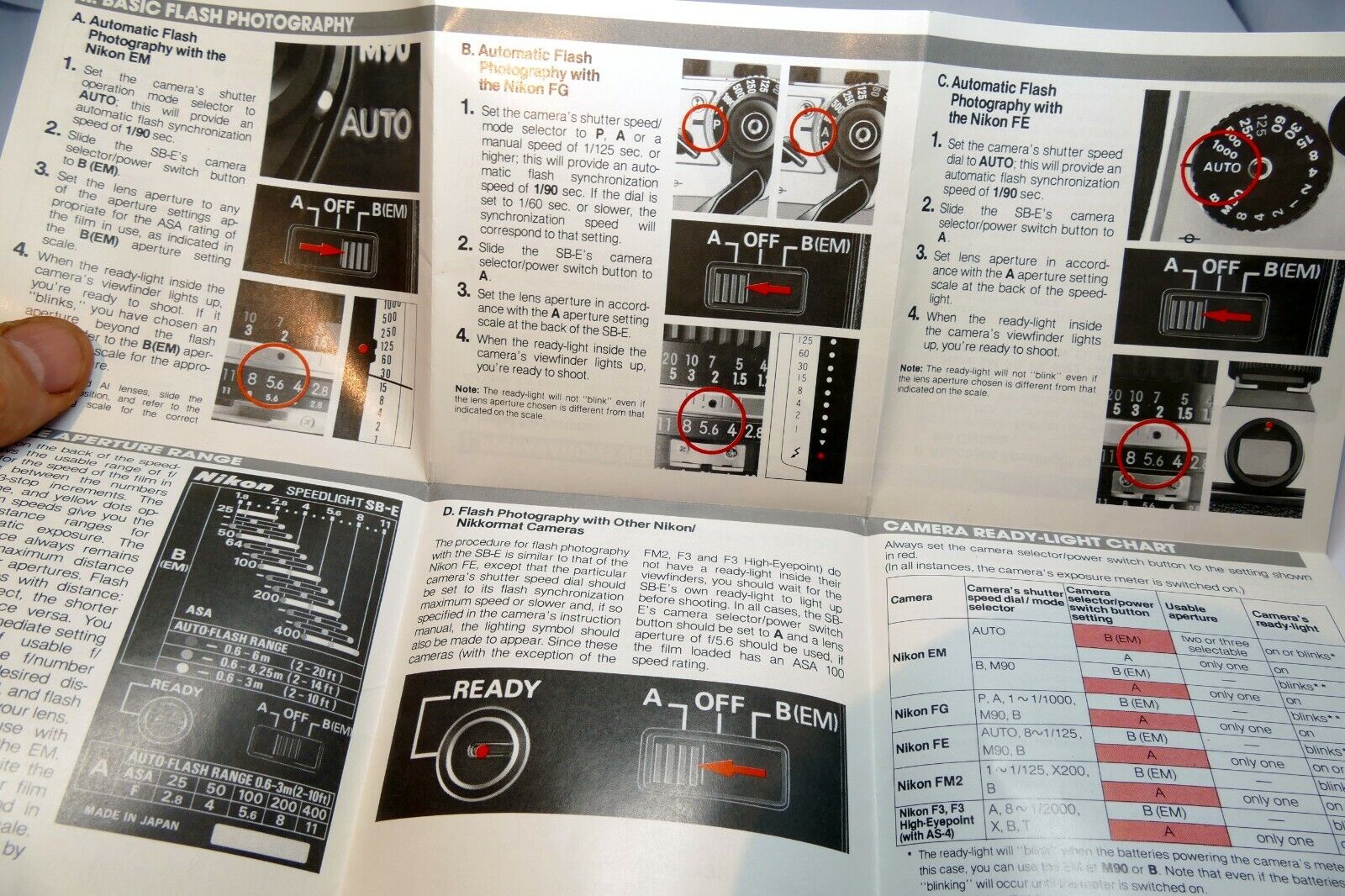 Nikon SB-E flash Instruction manual Guide book  Speedlight English