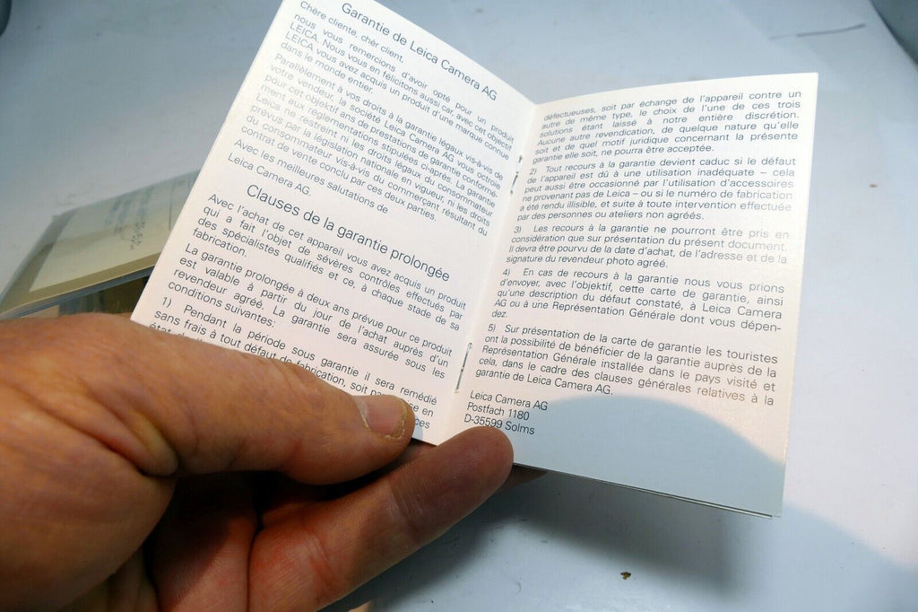 Garantikarte for Leica 100mm f2.8 APO ROM Macro  11352  Lens