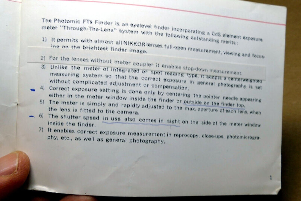 Nikon Photomic FTn finder prism Photo Guide camera instruction