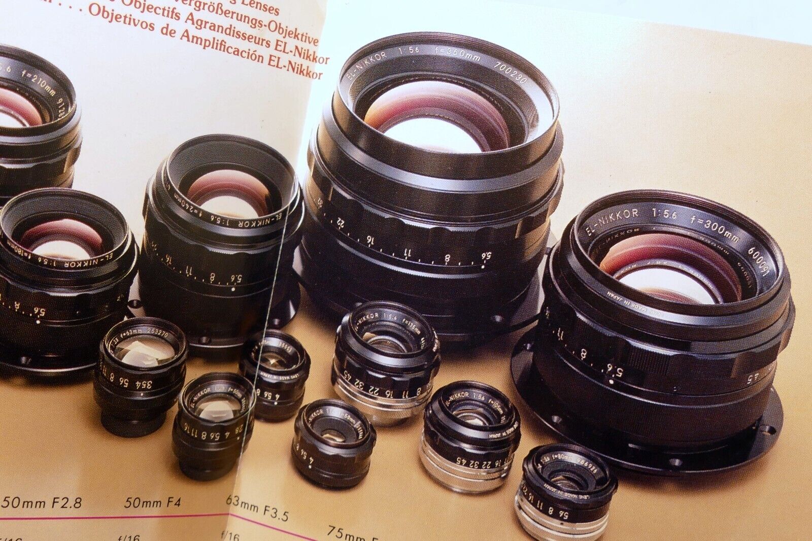 Nikon Nikkor EL Enlarger Lens Information Brochure Specification list