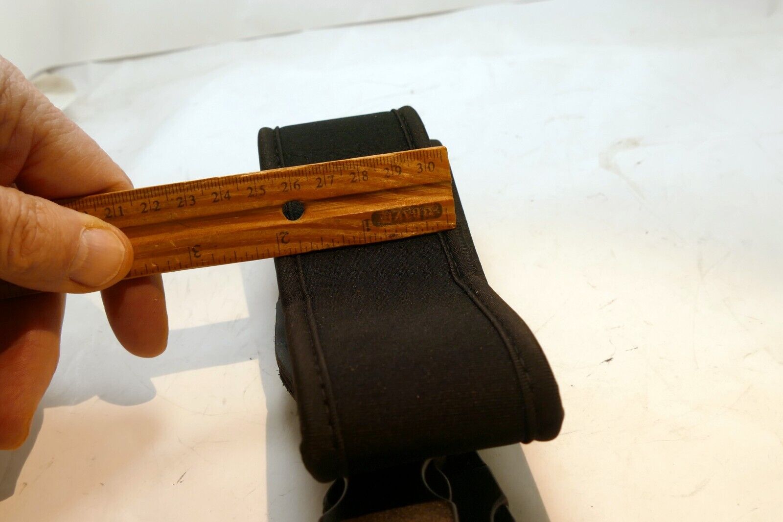 Sturdy Black 2.25" Wide Neoprene Should strap for camera w/ zipper pockets cards