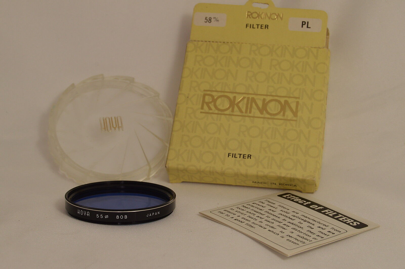 HOYA 55Ø 55mm Blue 80B Lens Filter Japan in Rokinon box  9216052