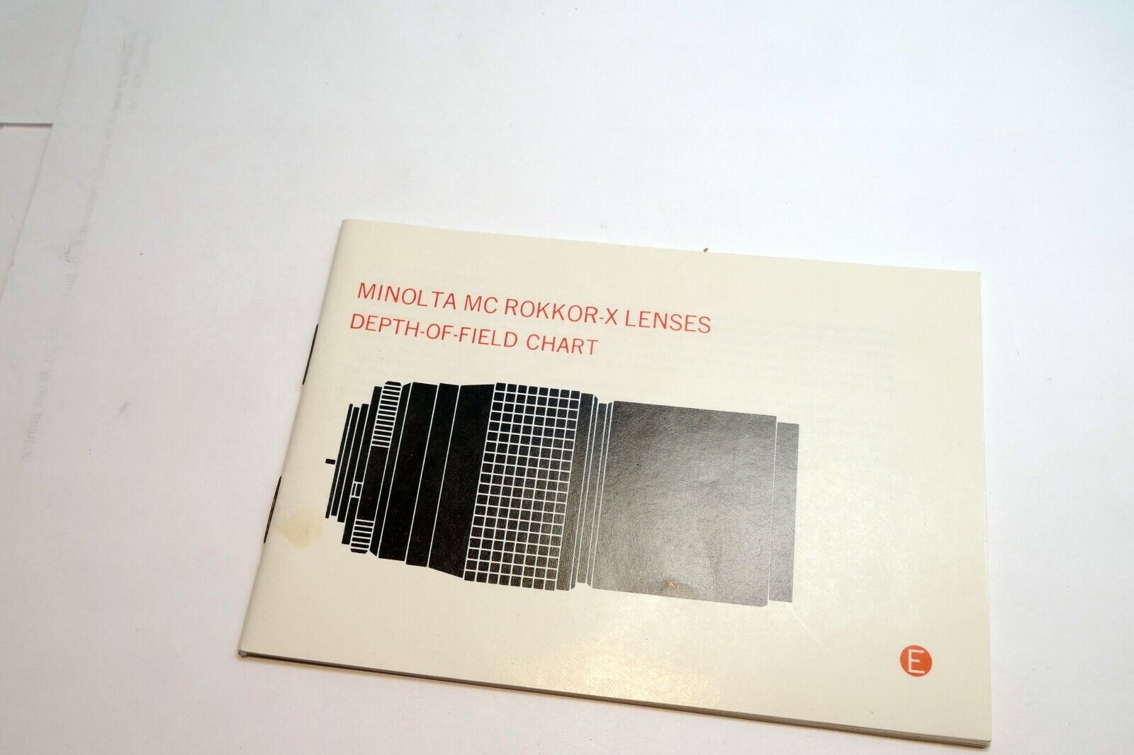 Minolta MC Rokkor -X lens Depth Of-Field Chart  Specification Guide