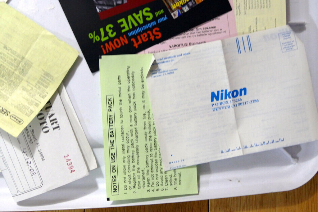Nikon warranty card lot vintage 1990s 2000's
