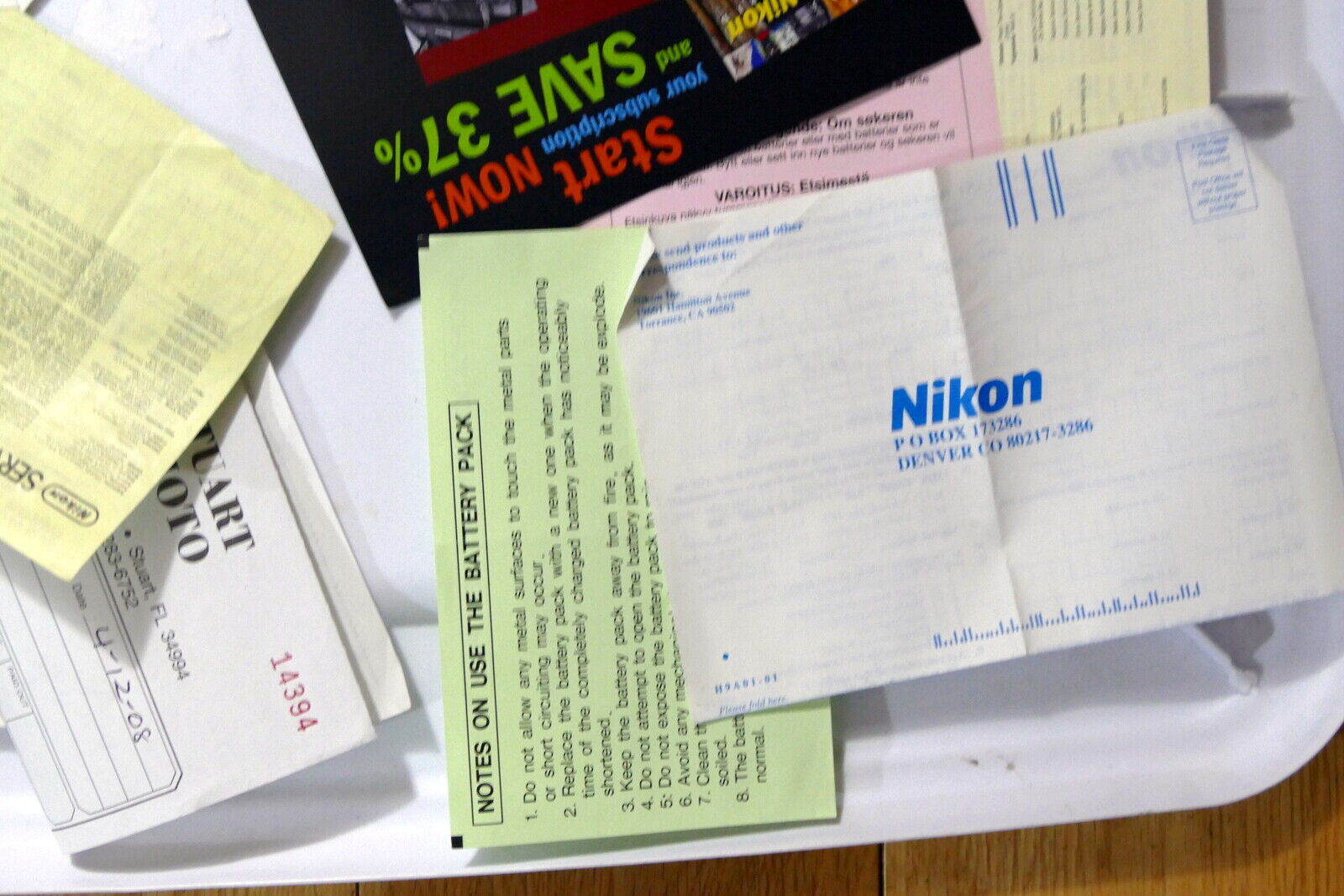 Nikon warranty card lot vintage 1990s 2000's