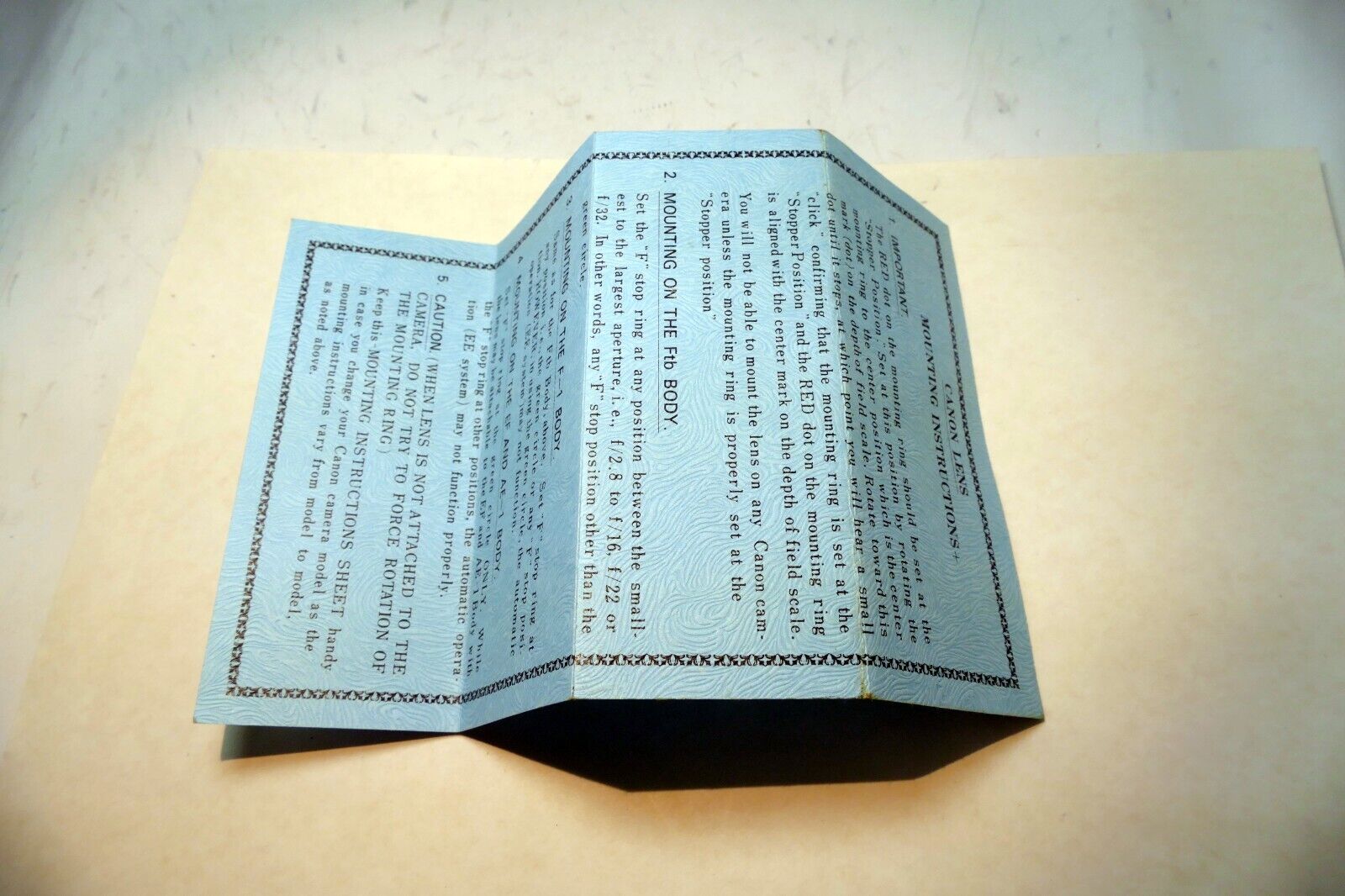 Canon FD Lens Mounting Instructions Guide for Ftb AE-1 F-1 - vintage